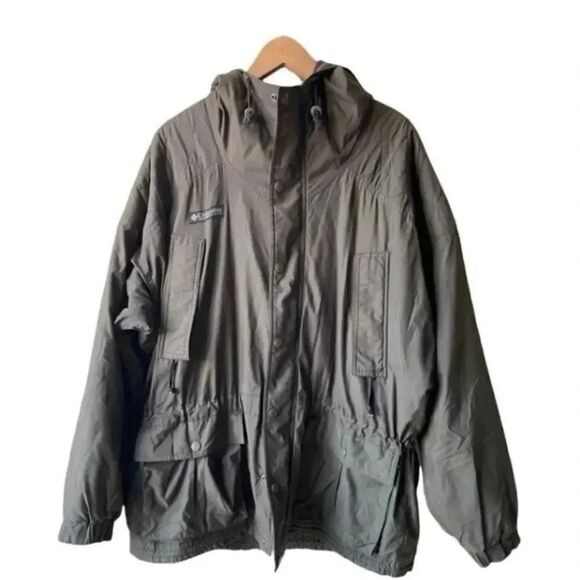 Columbia Sportwear Olive Unisex Insulated Hooded Lagenlook Jacket SZ L - Picture 1 of 11